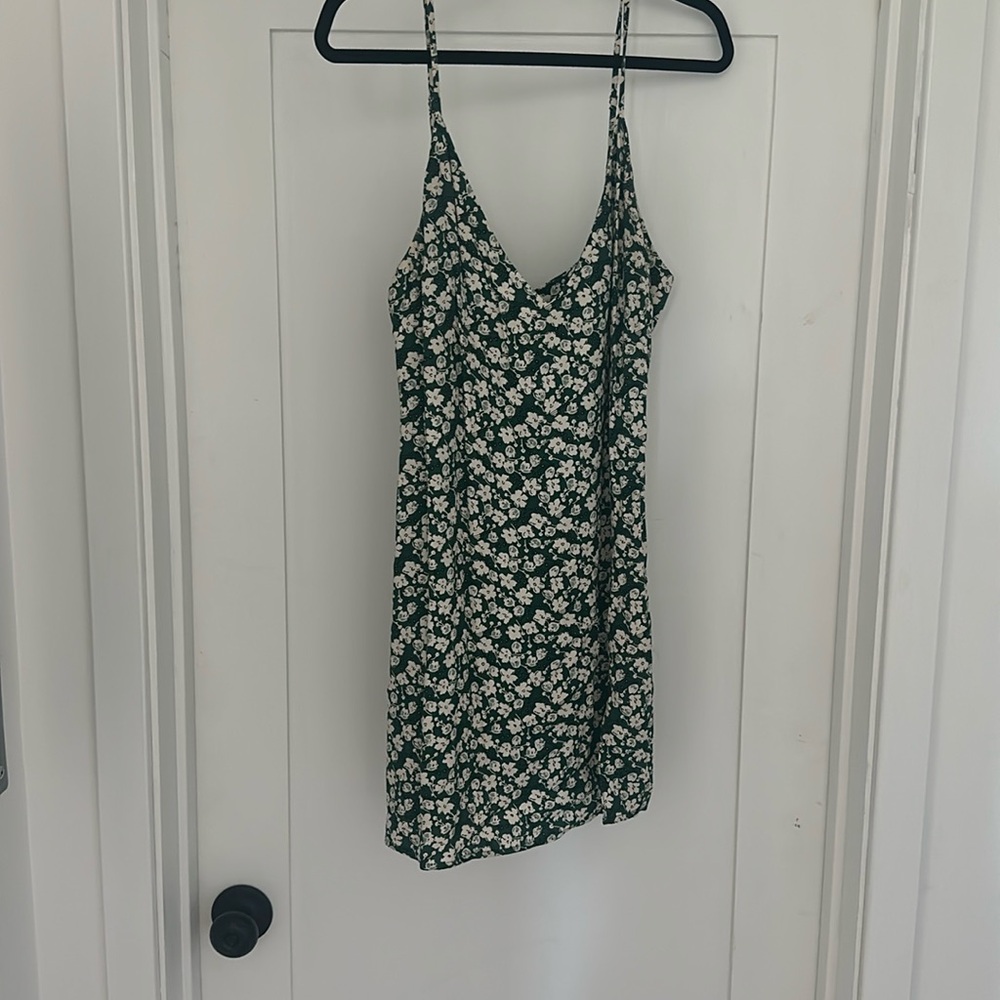 Reformation Green Floral Marlowe Dress, size Large